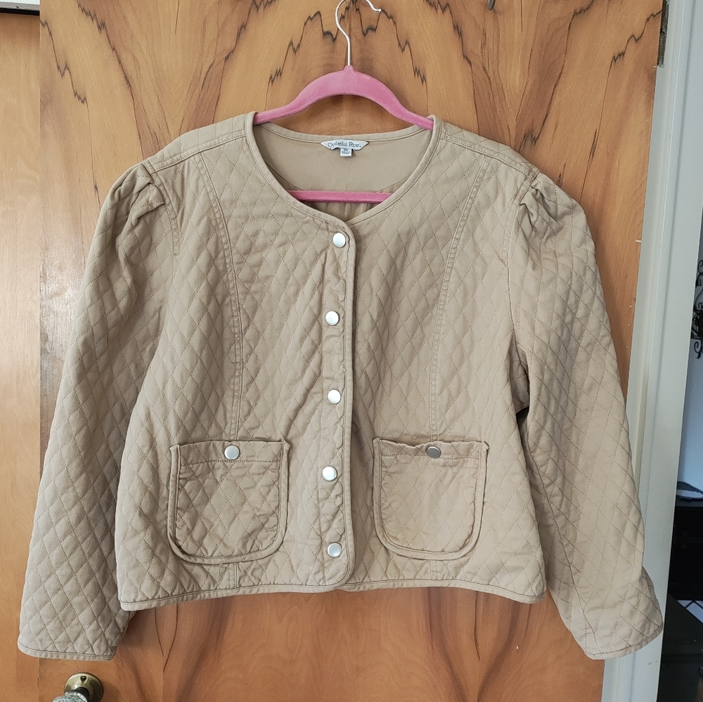 Ophelia Roe Quilted Tan Jacket. Size 3X